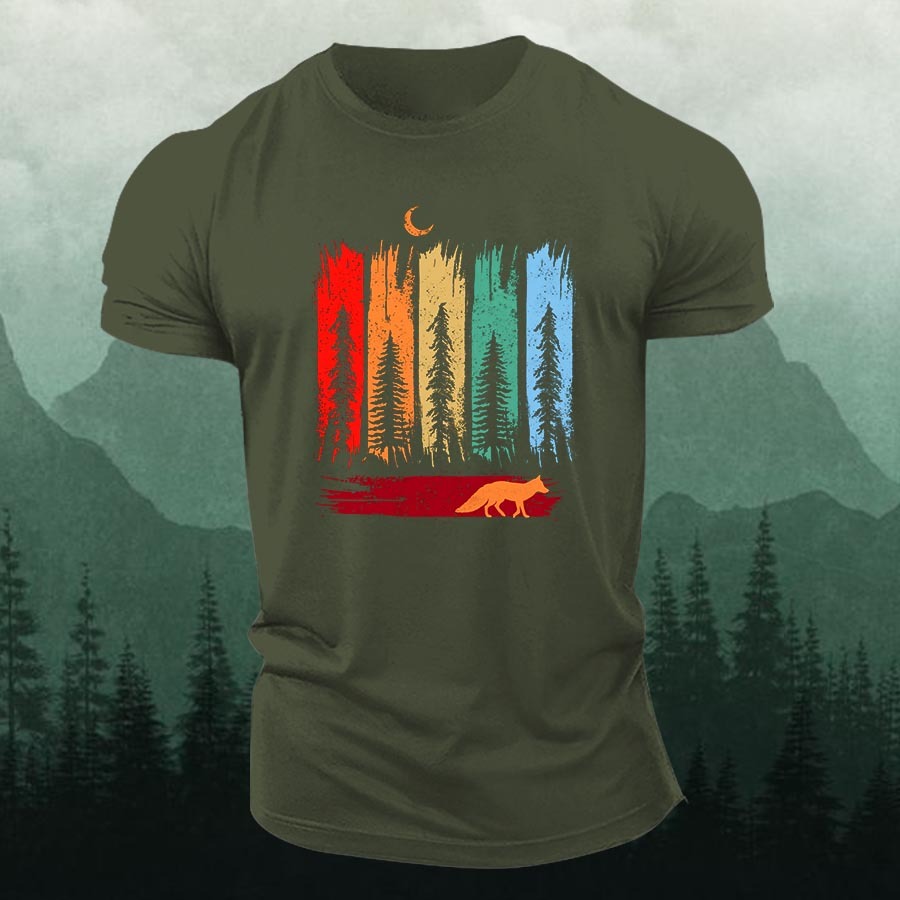 Nature Forest Fox Printed Men's T-shirt