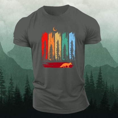 Nature Forest Fox Printed Men's T-shirt