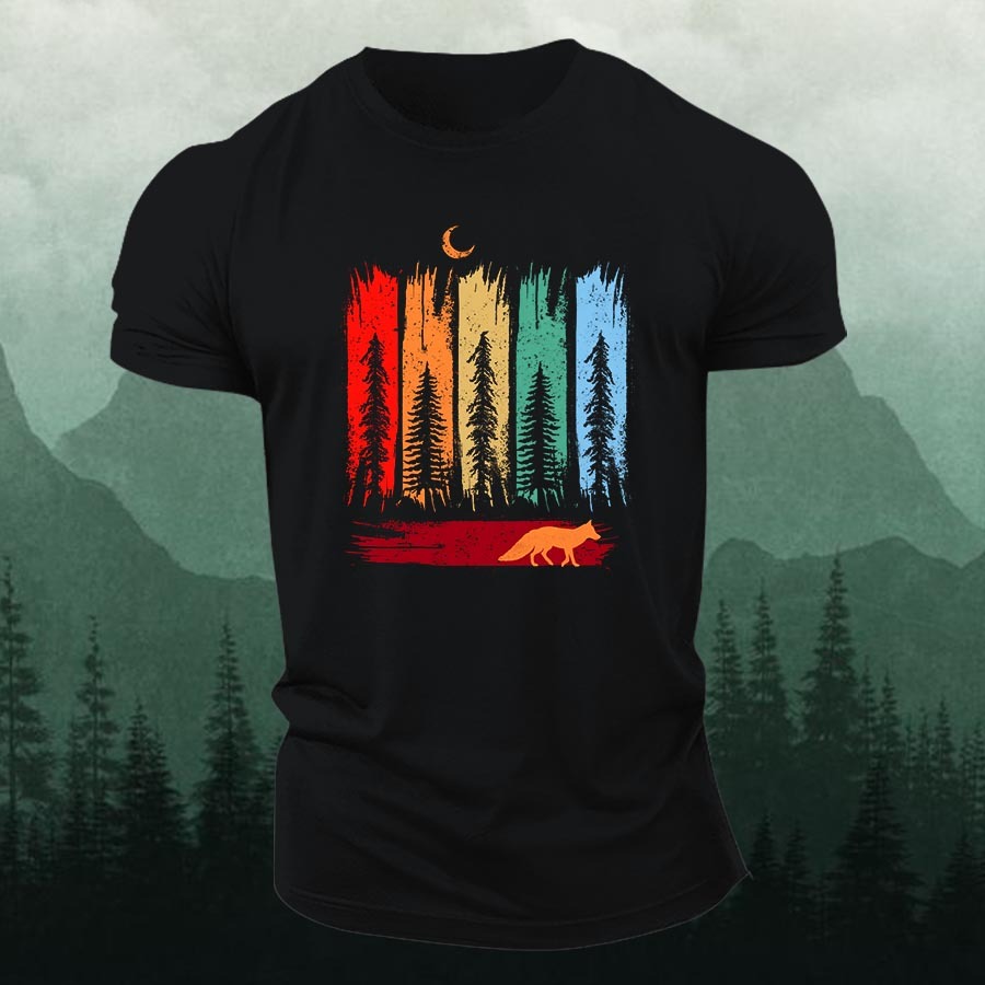 Nature Forest Fox Printed Men's T-shirt