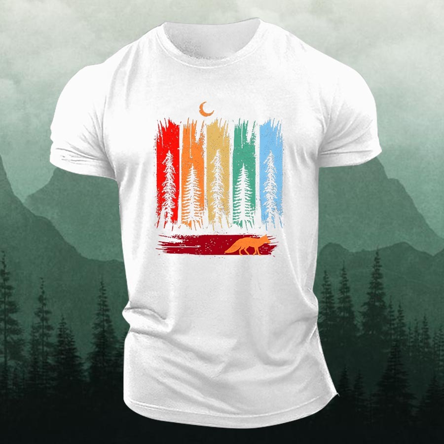 Nature Forest Fox Printed Men's T-shirt