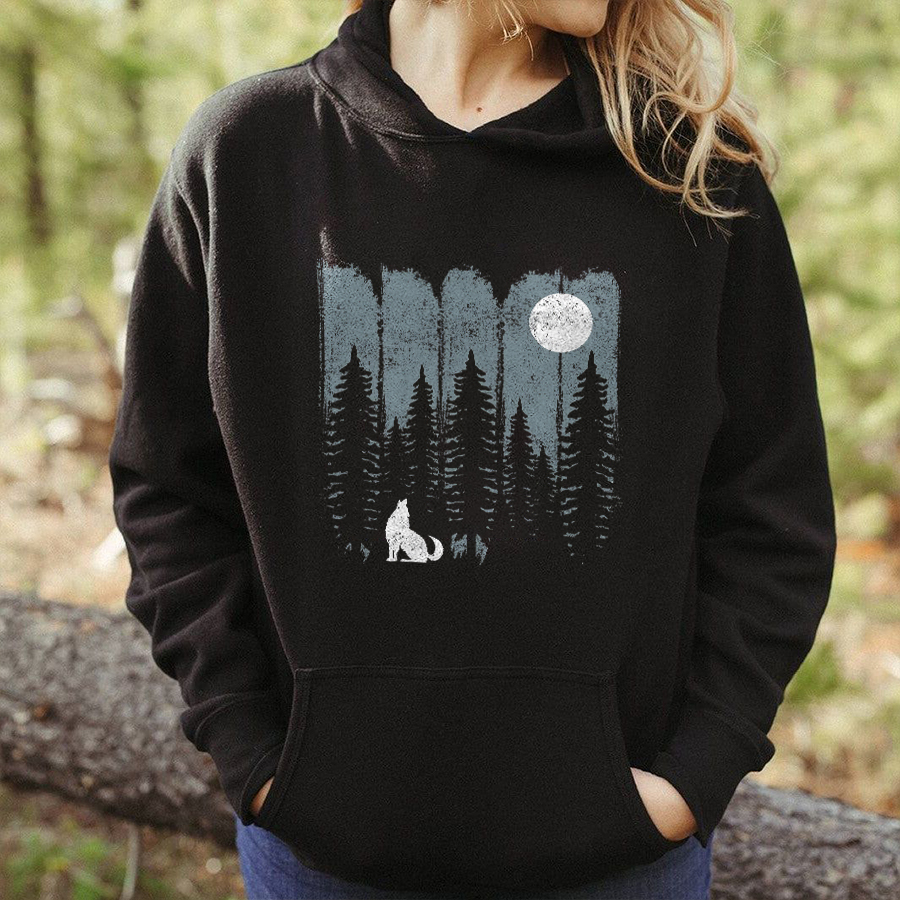 Forest Wolf Printed Women's Hoodie-Forestso
