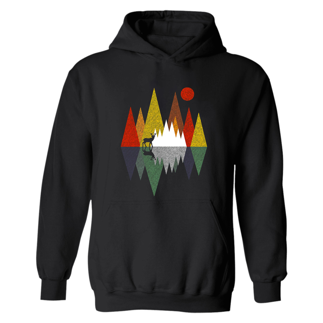 Geometric Reindeer Printed Women's Hoodie-Forestso