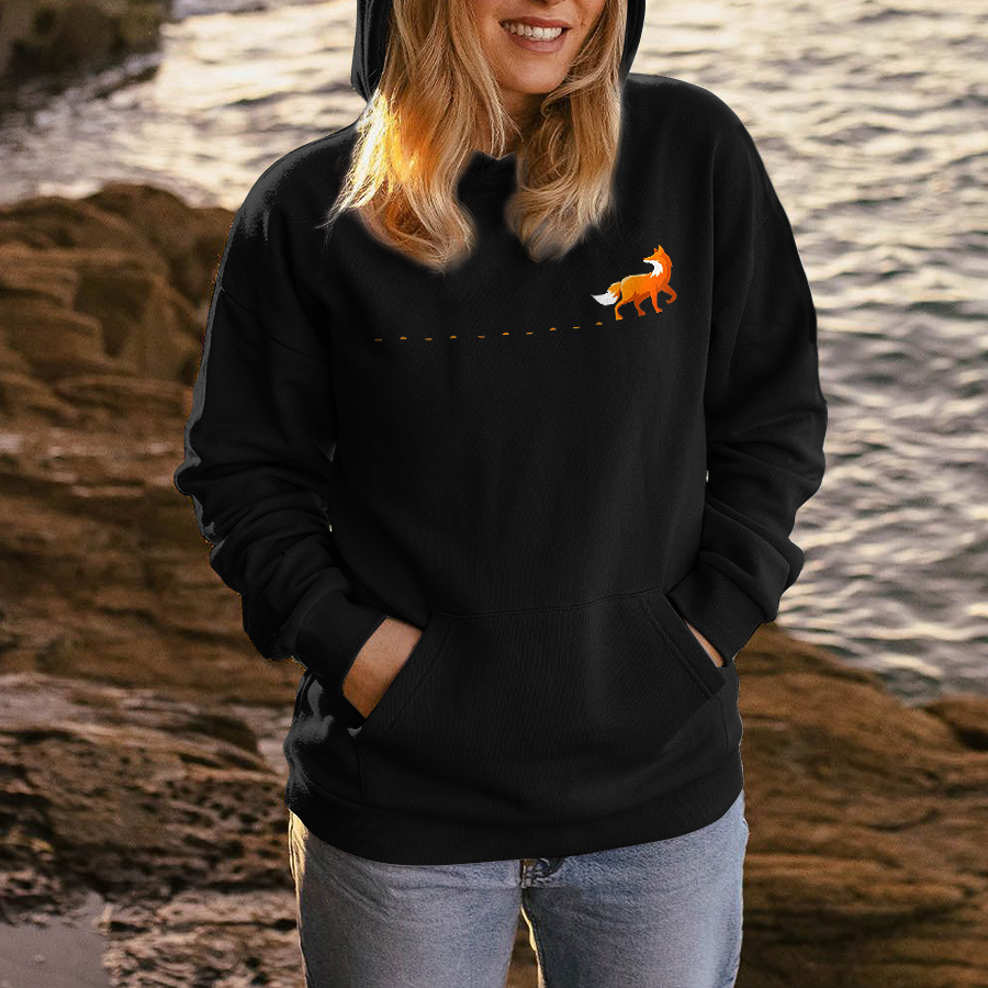Fox Track Printed Women's Hoodie-Forestso