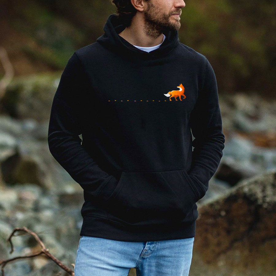 Fox Track Printed Men's Hoodie-Forestso