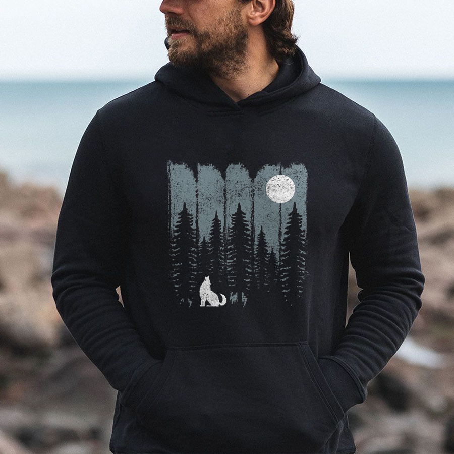 Forest Fox Printed Men's Hoodie-Forestso