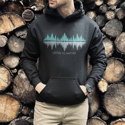 Listen To Nature Printed Men's Hoodie-Forestso