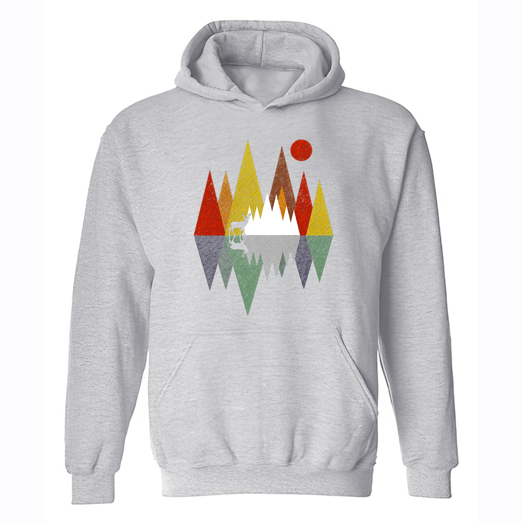 Geometric Reindeer Printed Men's Hoodie-Forestso