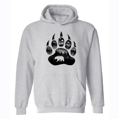 Bear Paw Printed Men's Hoodie-Forestso