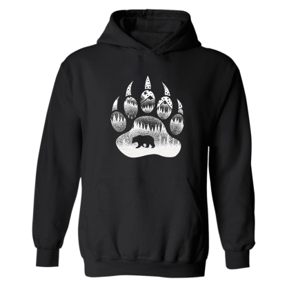 Bear Paw Printed Men's Hoodie-Forestso