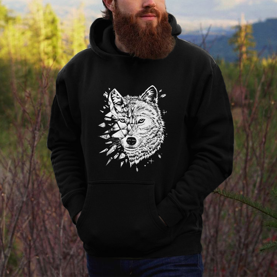 Forest Wolf Printed Men's Hoodie-Forestso