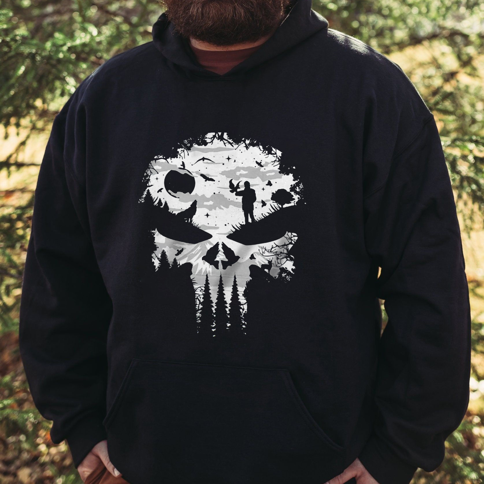 Mountain Adventure Printed Men's Hoodie-Forestso