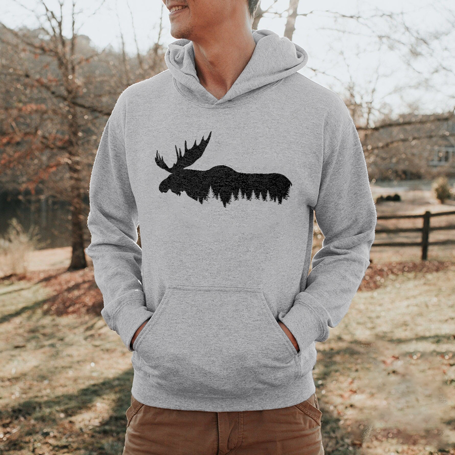 Forest Reindeer Printed Men's Hoodie
