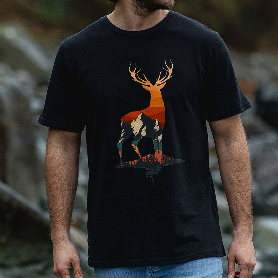 Mountain Deer Printed Men's T-shirt