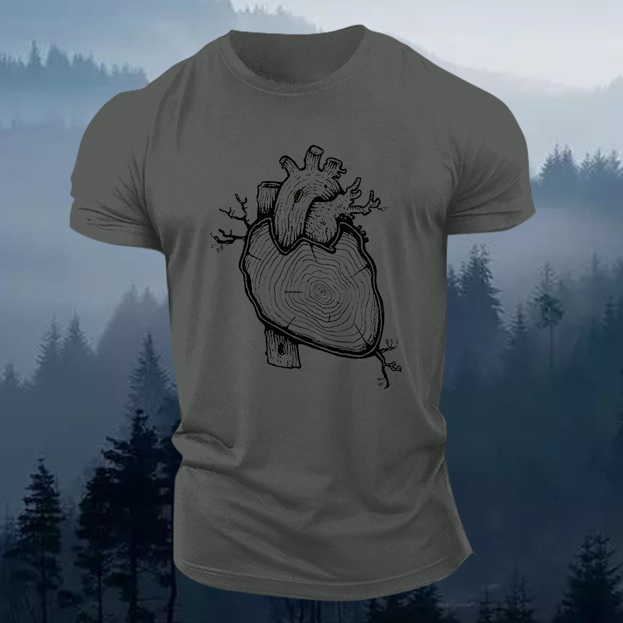 Wood Heart Printed Men's T-shirt