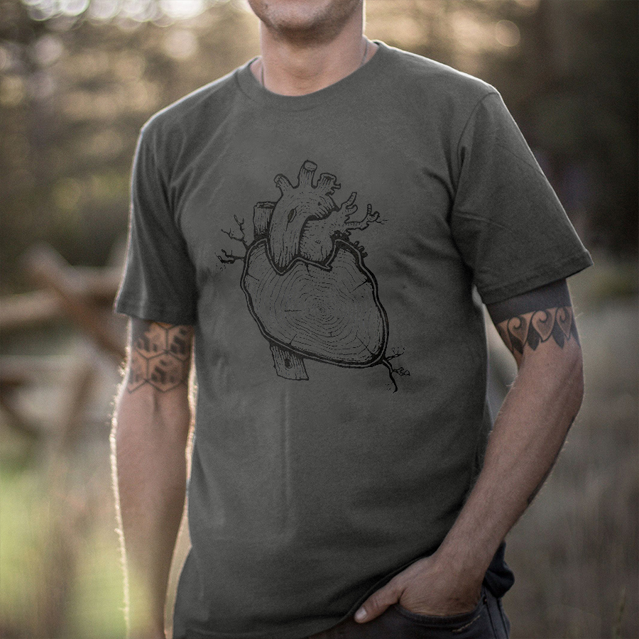 Wood Heart Printed Men's T-shirt