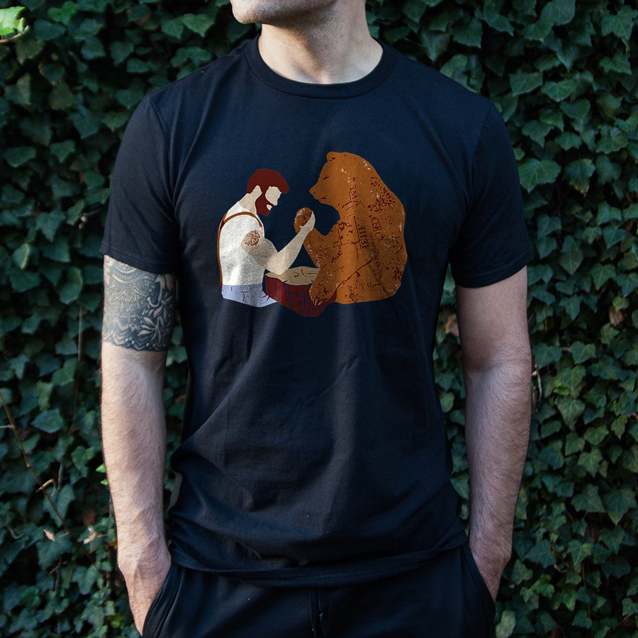 Funny Bear Printed Men's T-shirt-Forestso