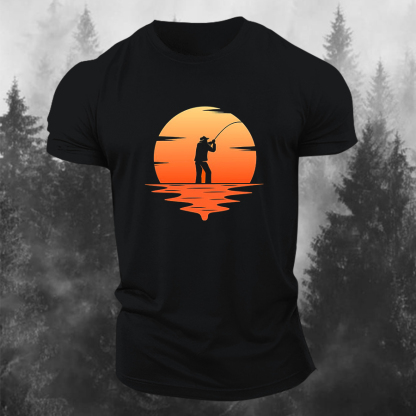 Sunset Fishing Printed Men's T-shirt