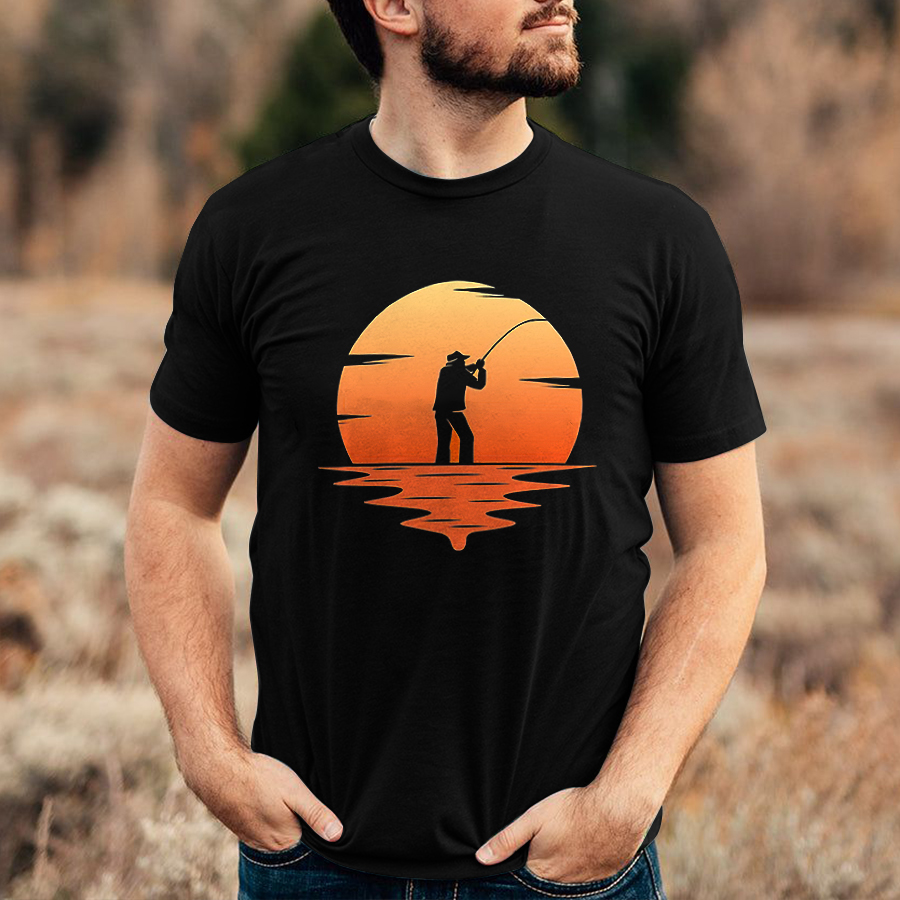 Sunset Fishing Printed Men's T-shirt