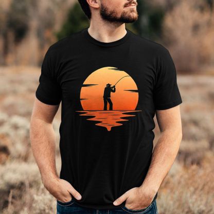Sunset Fishing Printed Men's T-shirt