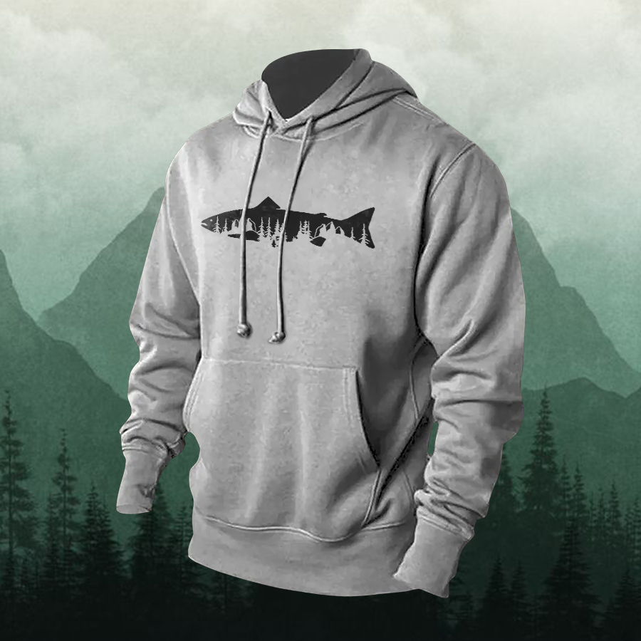 Trout Forest Printed Men's Hoodie