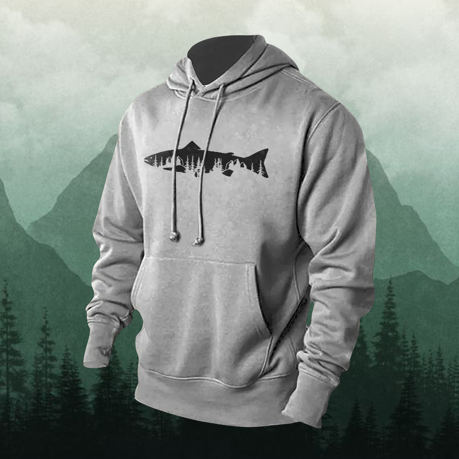 Trout Forest Printed Men's Hoodie