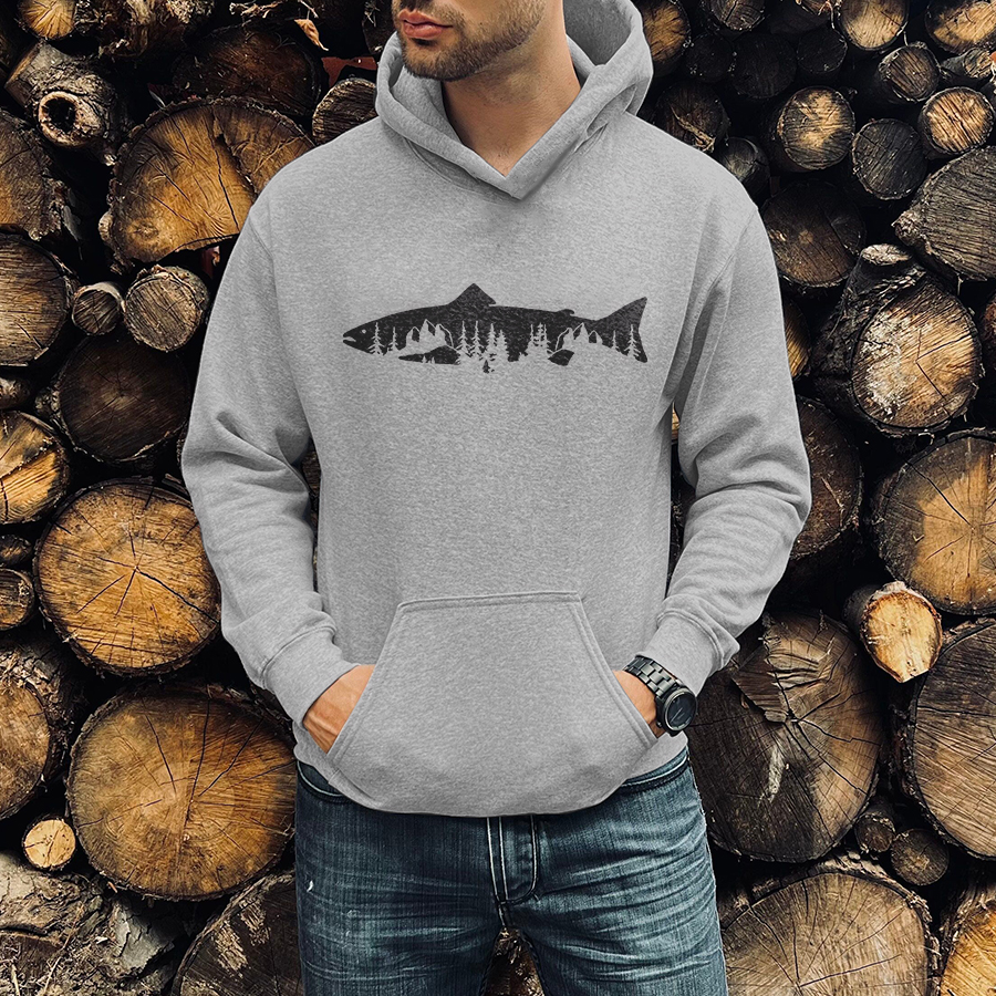 Trout Forest Printed Men's Hoodie
