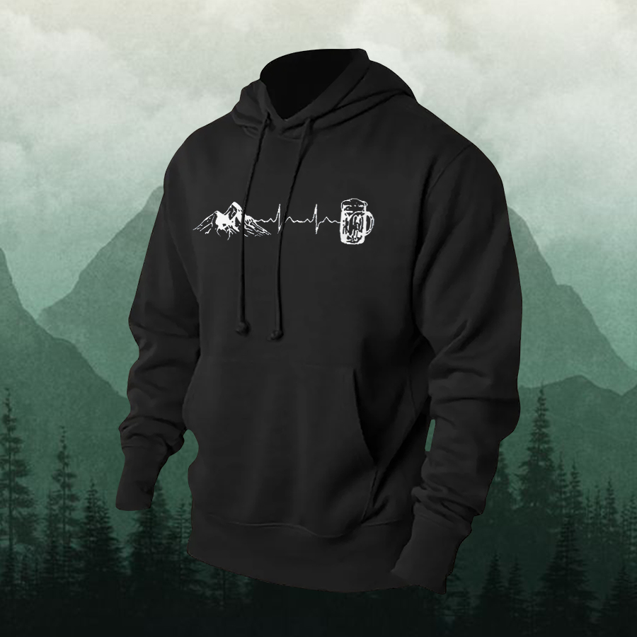 Mountain Heartbeat Printed Men's Hoodie