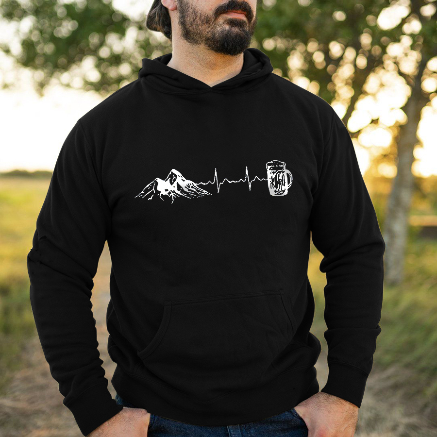 Mountain Heartbeat Printed Men's Hoodie
