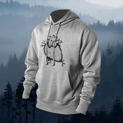 Wood Heart Printed Men's Hoodie