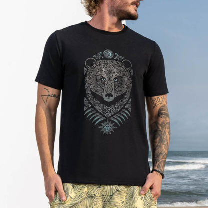 Forest Lord Viking Bear Printed Men's T-shirt-Forestso
