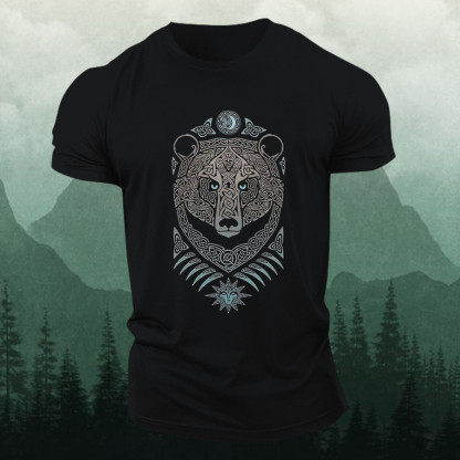 Forest Lord Viking Bear Printed Men's T-shirt-Forestso