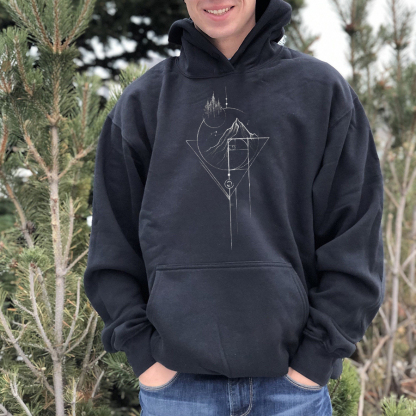 White Fibonacci Printed Men's Hoodie-Forestso