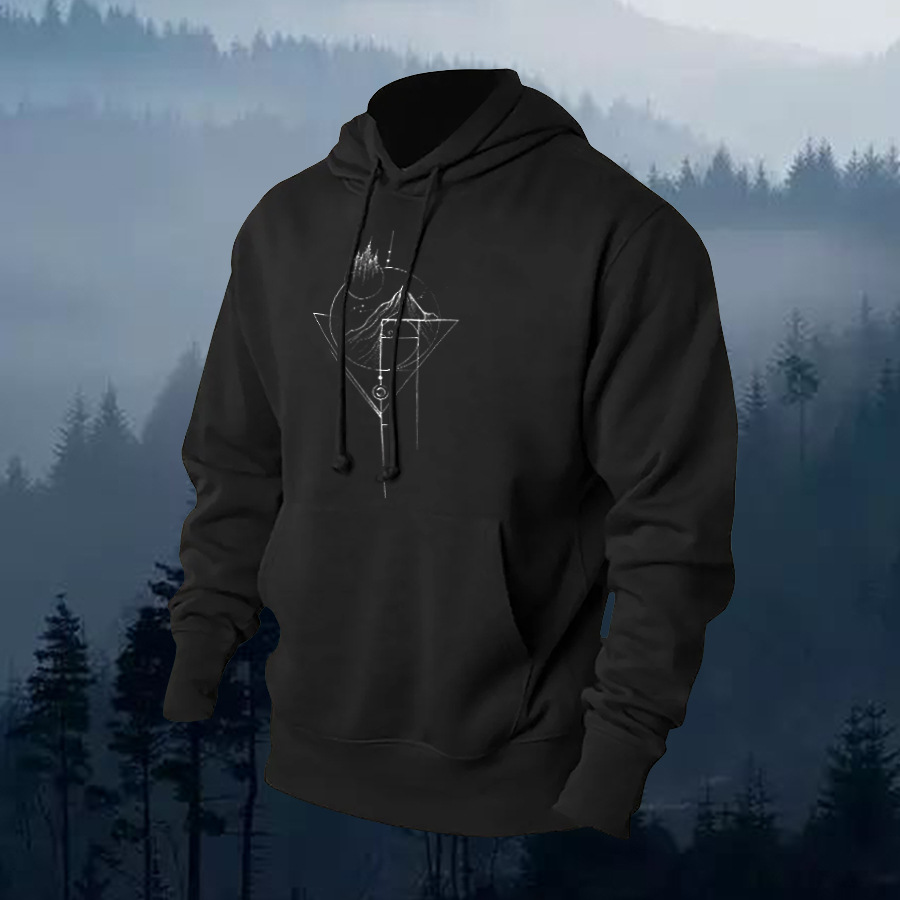 White Fibonacci Printed Men's Hoodie-Forestso