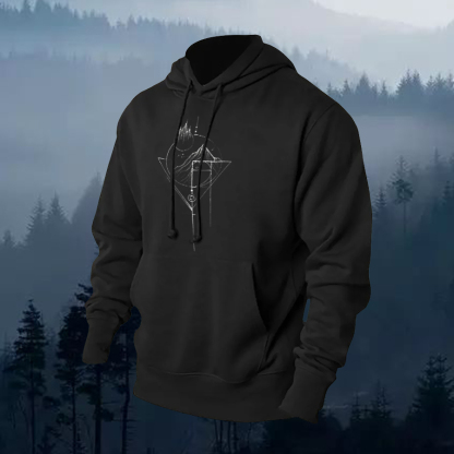 White Fibonacci Printed Men's Hoodie-Forestso