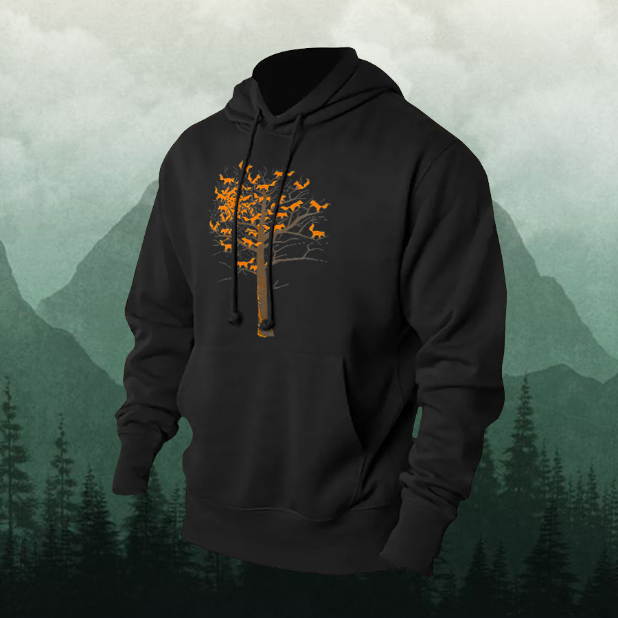 Tree Of Fox Printed Men's Hoodie-Forestso