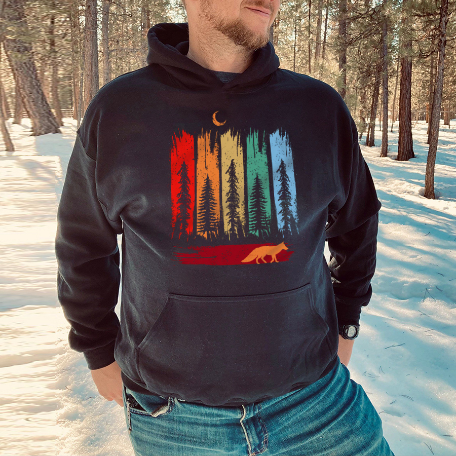 Forest Fox Printed Men's Hoodie-Forestso