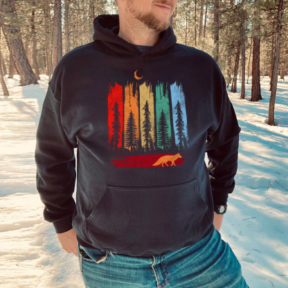 Forest Fox Printed Men's Hoodie-Forestso