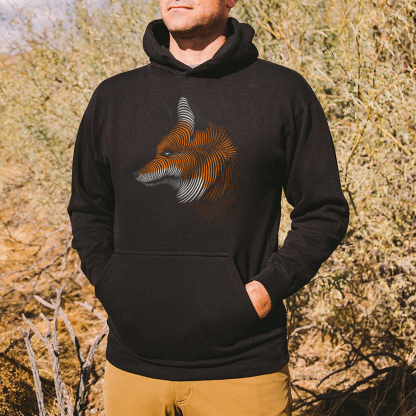 Fox Lines Printed Men's Hoodie-Forestso