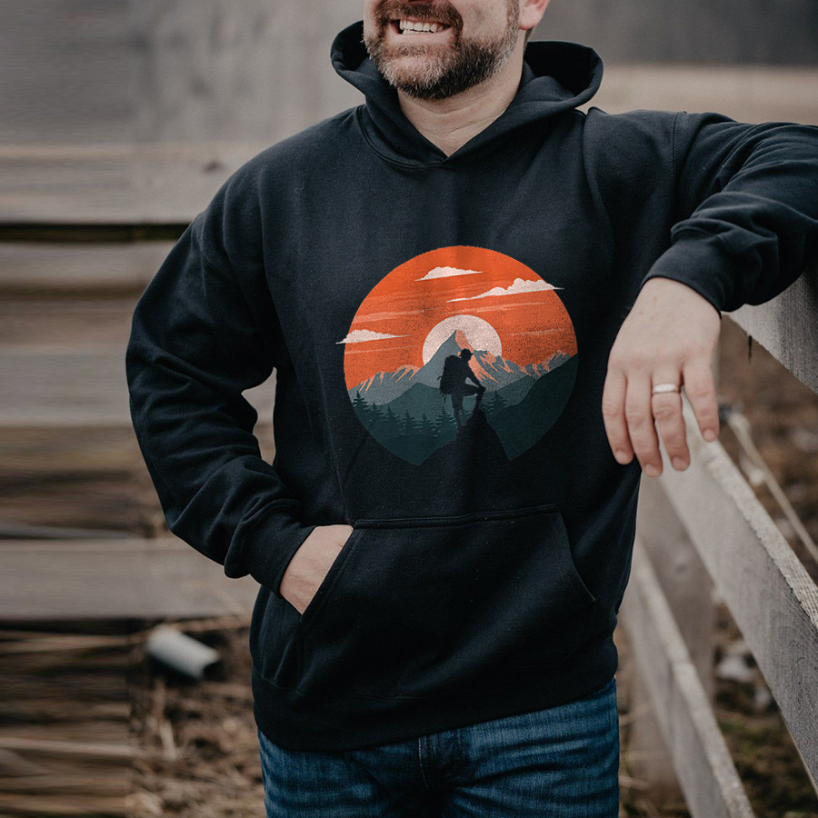 Mountain Hiker Printed Men's Hoodie-Forestso