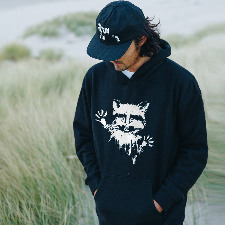 Raccoon Printed Men's Hoodie-Forestso