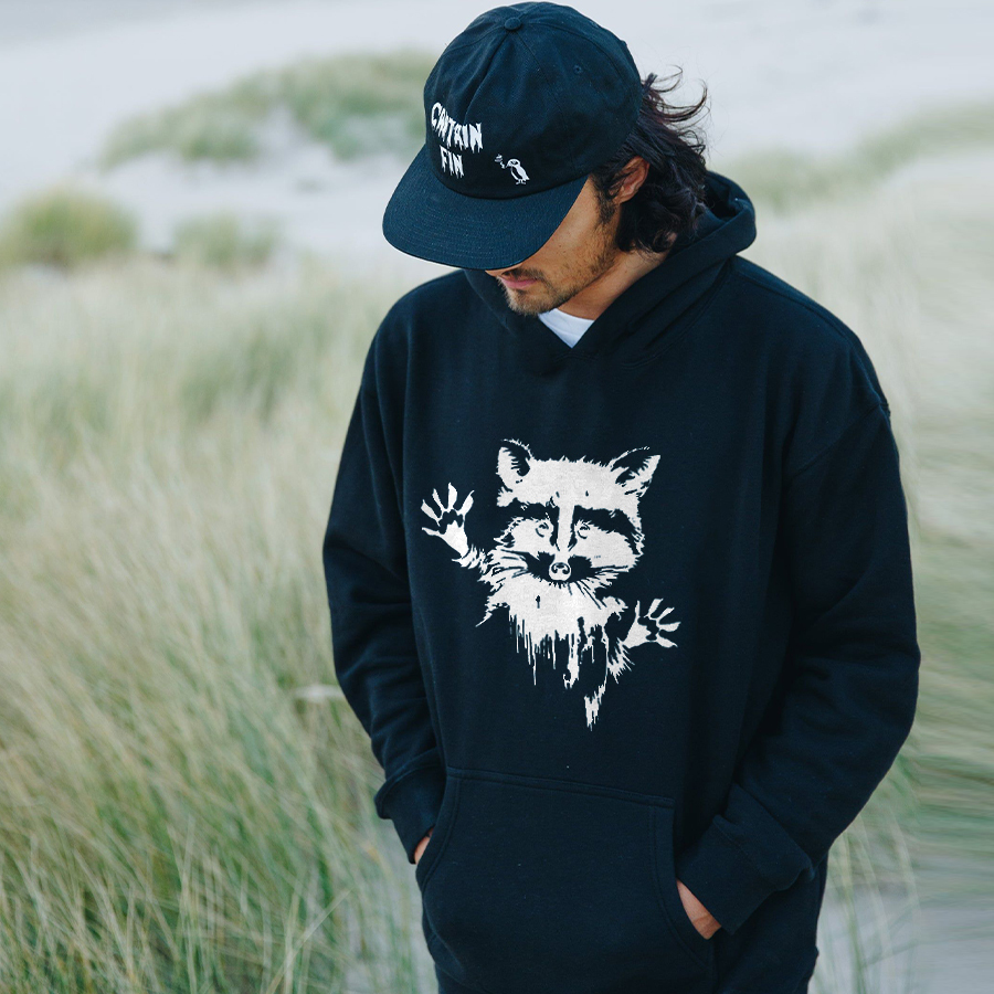 Raccoon Printed Men's Hoodie-Forestso