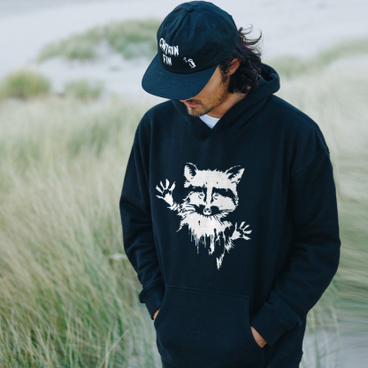 Raccoon Printed Men's Hoodie-Forestso