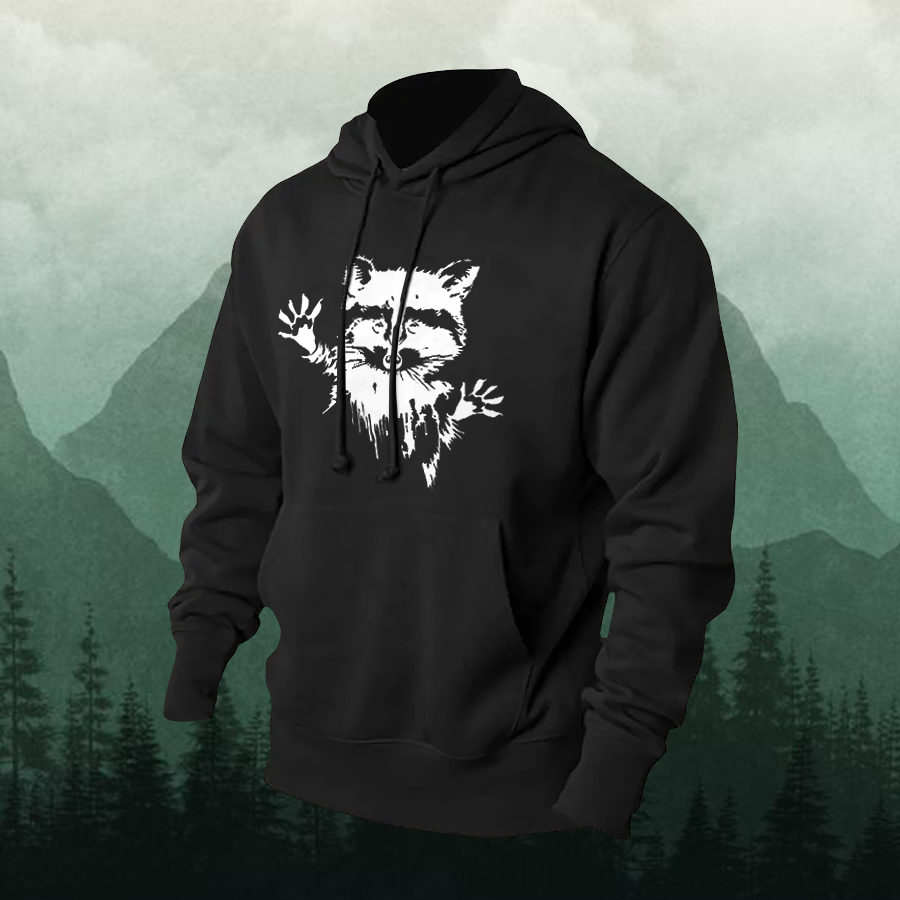 Raccoon Printed Men's Hoodie-Forestso