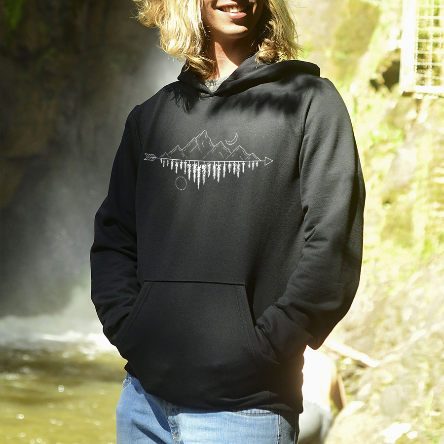 Mountain Range Printed Men's Hoodie-Forestso