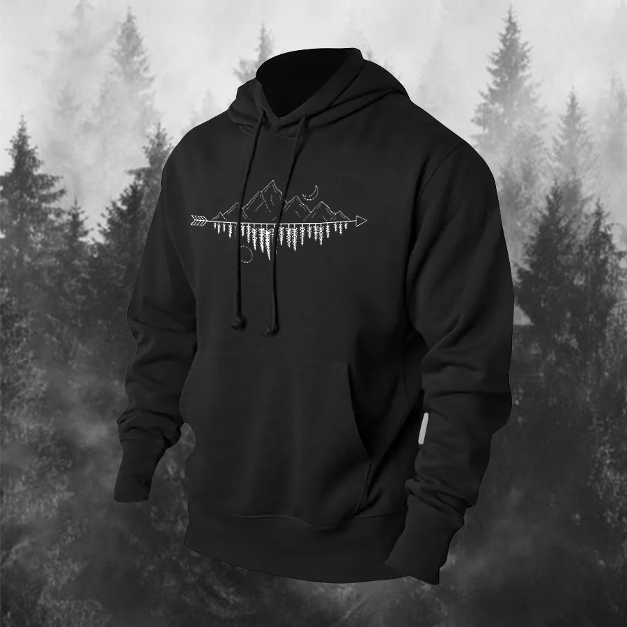 Mountain Range Printed Men's Hoodie-Forestso