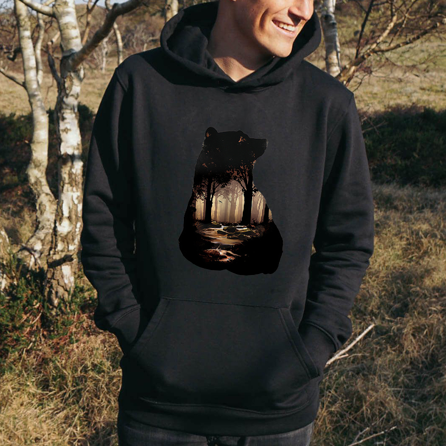 Forest Bear Printed Men's Hoodie-Forestso