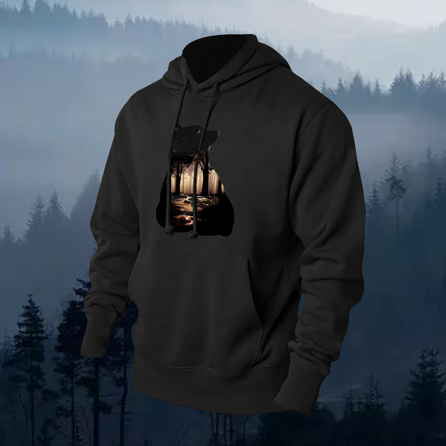 Forest Bear Printed Men's Hoodie-Forestso
