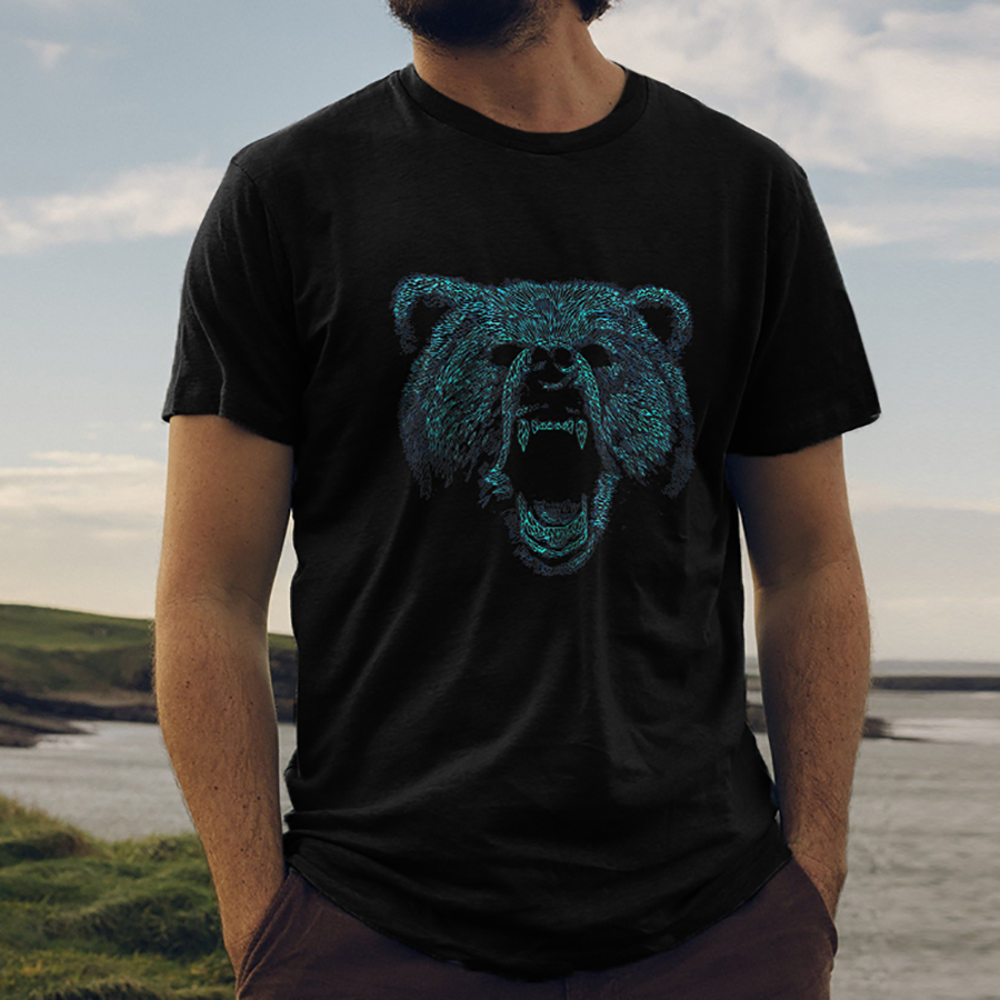 Snarling Bear Printed Men's T-shirt