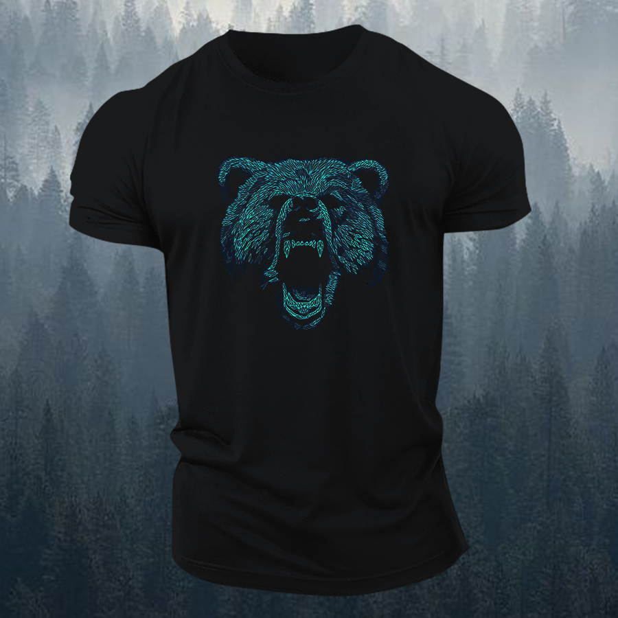 Snarling Bear Printed Men's T-shirt