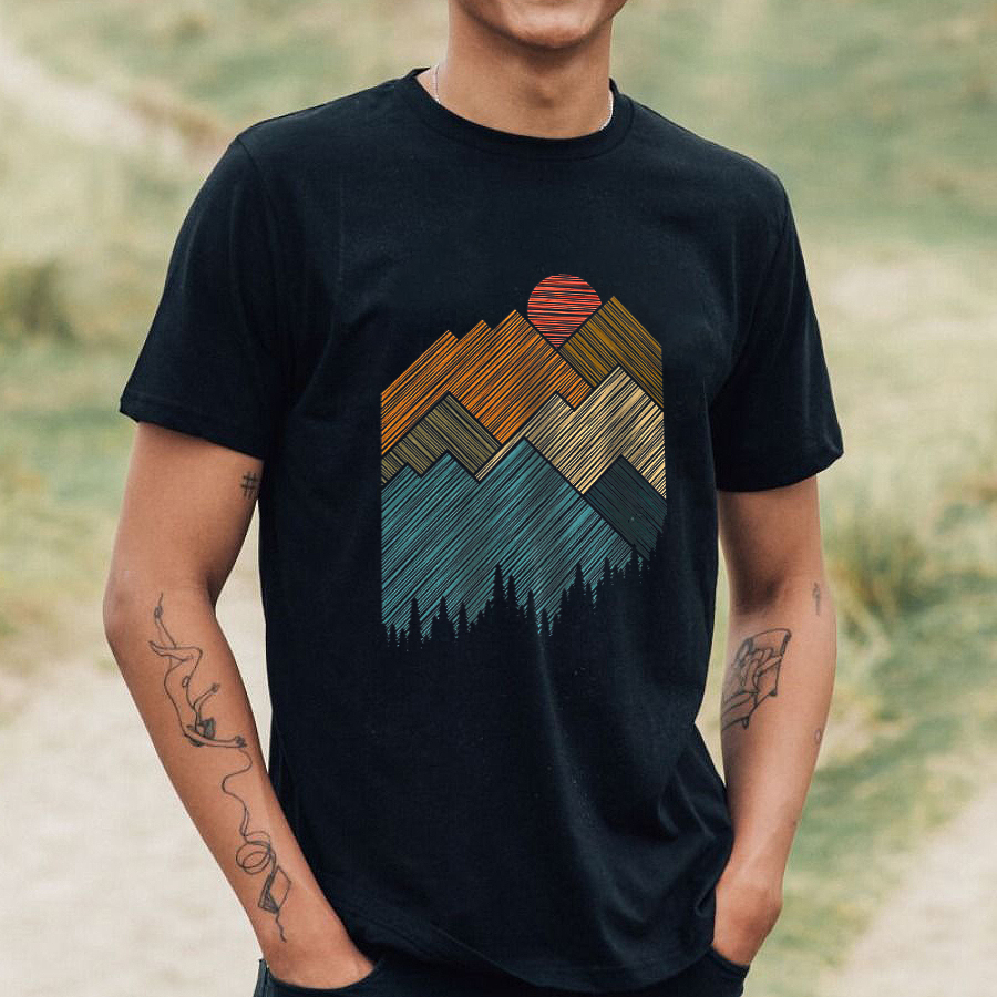 Forest Sunset Hunting Printed Men's T-shirt